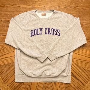 Vintage Holy Cross University Stitched Grey Sweatshirt